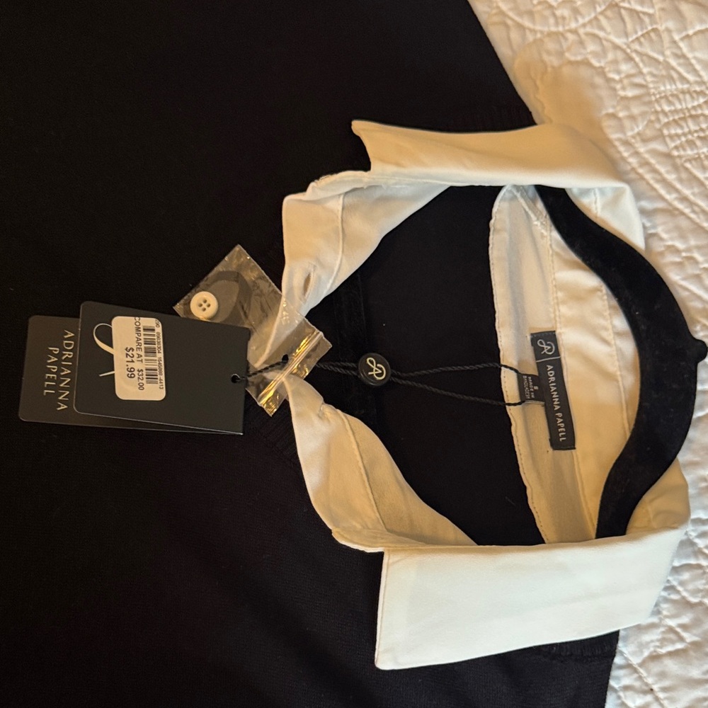 Adrianna Papell Black and White Button Down Shirt - Picture 2 of 7